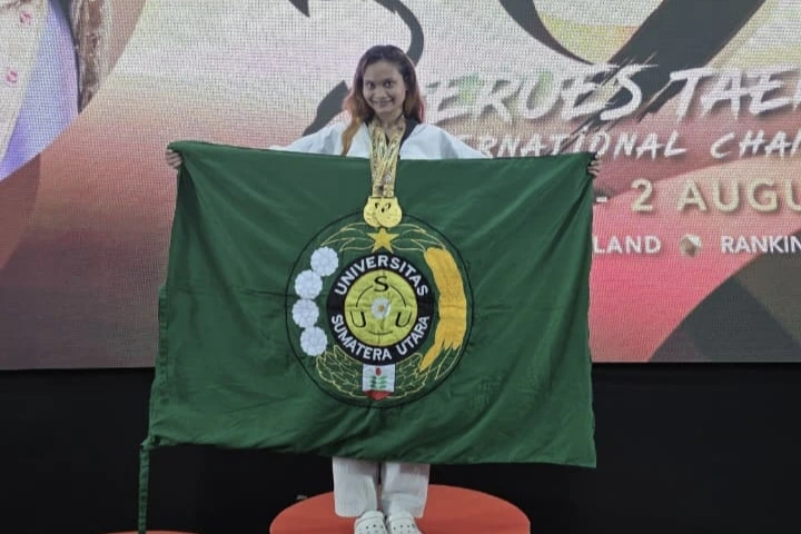 Sabet Medali Emas, Mahasiswa FISIP USU Angela Rotua Berjaya di Kejuaraan Taekwondo Internasional